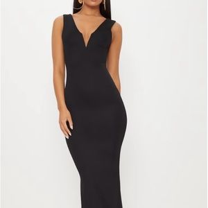 NUDE V BAR PLUNGE MAXI DRESS - size 10 PRETTY LITTLE THING